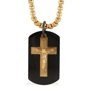 Cross and Tag Pendant Necklace